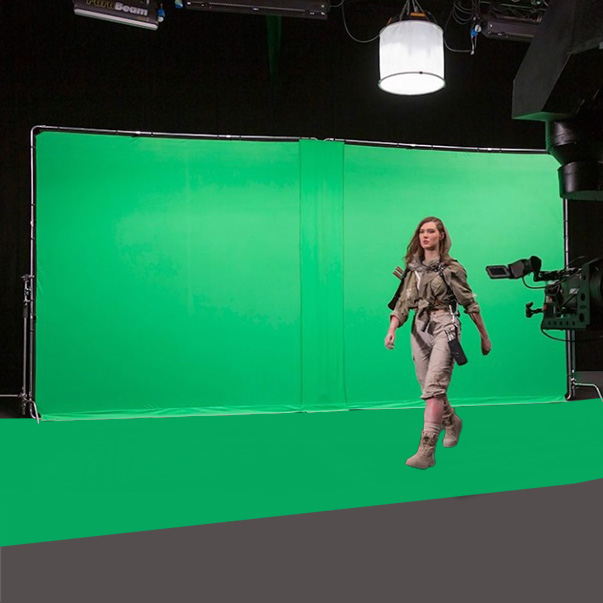 Extra large 6x3 green screen hire with floor