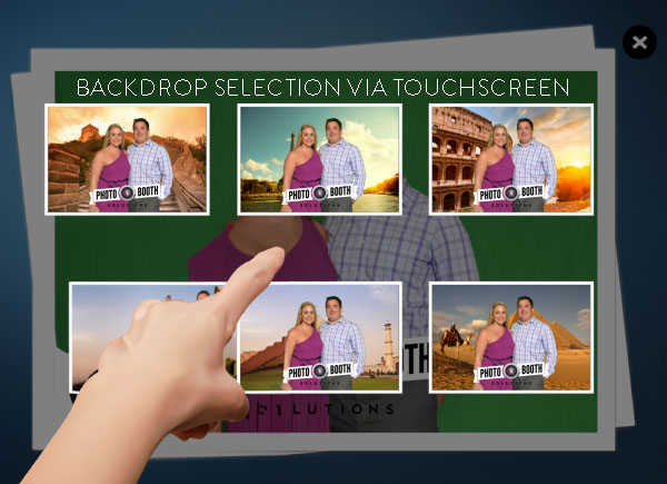 Green screen backdrop selection photo booth